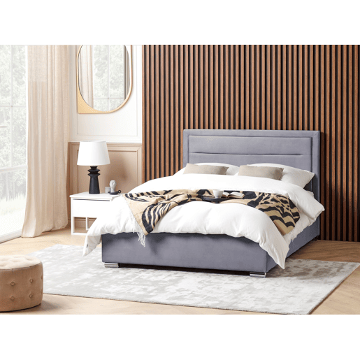 Cama baú Veludo ROUEN 140 x 200 cm Cinzento escuro