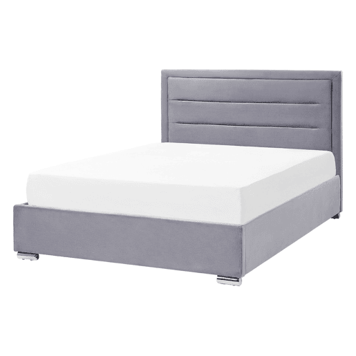 Cama baú Veludo ROUEN 140 x 200 cm Cinzento escuro