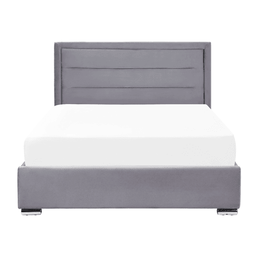 Cama baú Veludo ROUEN 140 x 200 cm Cinzento escuro