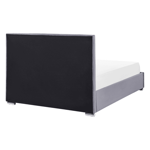 Cama baú Veludo ROUEN 140 x 200 cm Cinzento escuro