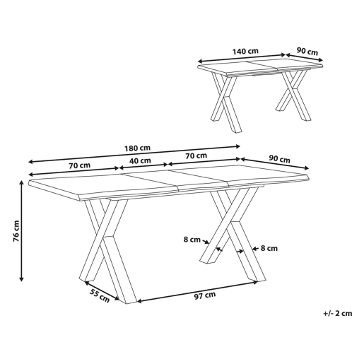 Mesa de jantar extensível BRONSON Castanho escuro 140180 cm 90 cm