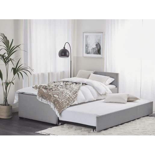 Cama gavetão Tecido MARMANDE 90 x 200 cm Cinzento claro