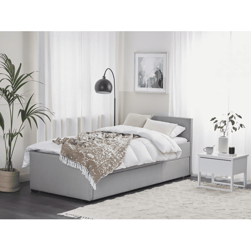 Cama gavetão Tecido MARMANDE 90 x 200 cm Cinzento claro