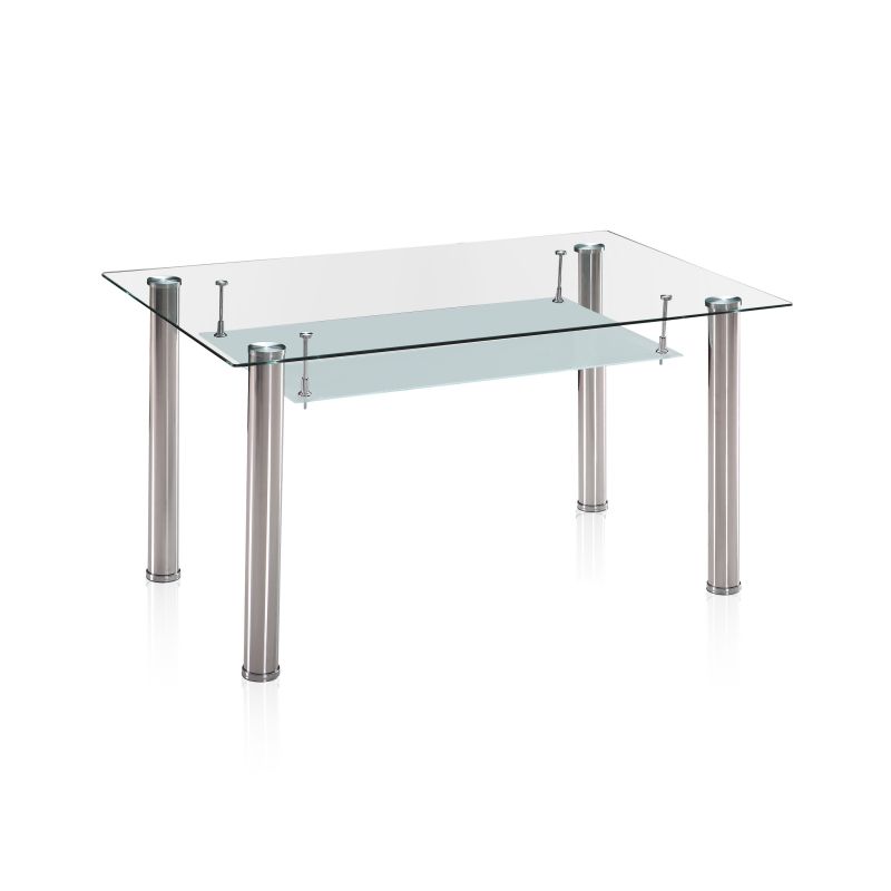 Mesa de comedor tyra cristal - cromo 140 x 75 x cm