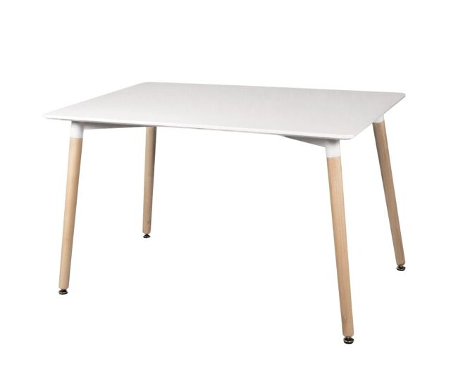 Mesa de comedor fija estilo nórdico en blanco y madera de haya 120x80 cm Suecia Blanco - Madera de haya 120 x 74,5 x cm
