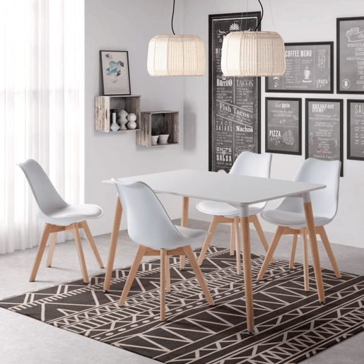 Mesa de jantar Suécia Branco - Madeira de faia 120 x 74,5 x 80 cm