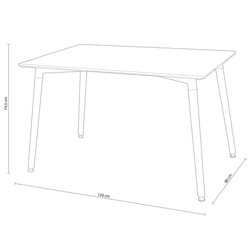 Mesa de jantar Suécia Branco - Madeira de faia 120 x 74,5 x 80 cm