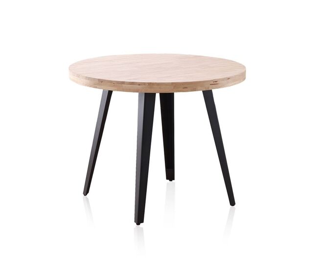 Mesa de comedor redonda fija en negro y roble 100 cm Berg Negro - Roble 100 x 78 x cm
