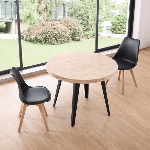 Mesa redonda fixa Berg Preto - Carvalho 100 x 78 x 100 cm