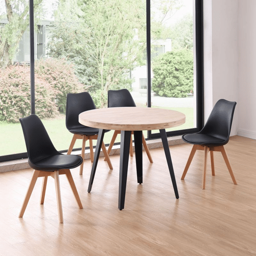 Mesa redonda fixa Berg Preto - Carvalho 100 x 78 x 100 cm