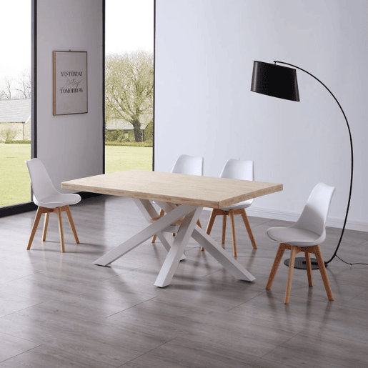 Mesa de jantar Xena 160 Carvalho - Branco 160 x 76 x 100 cm Mesa de jantar Xena 160 Carvalho - Branco 160 x 76 x 100 cm