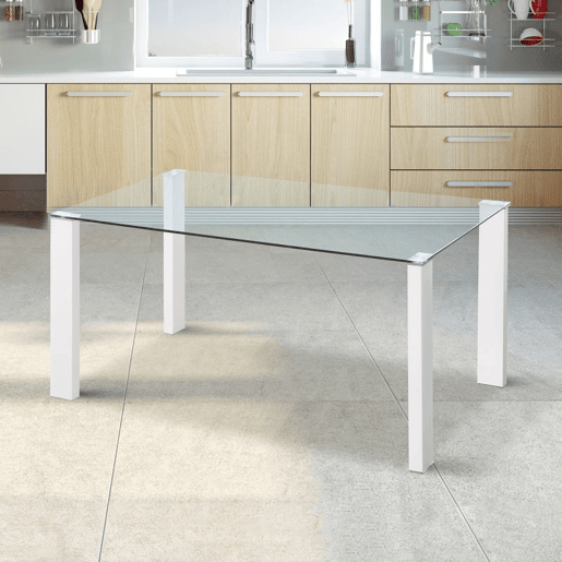 Mesa de jantar Valya Vidro - Branco 150 x 75 x 90 cm