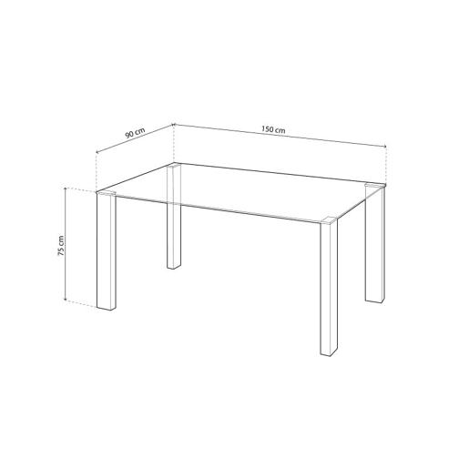 Mesa de jantar Valya Vidro - Branco 150 x 75 x 90 cm