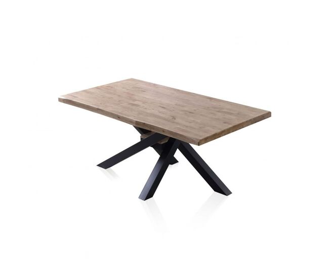 Mesa de comedor fija con patas metálicas en negro y roble honey 180x100 cm Xena Roble Honey - Negro 180 x 76 x cm