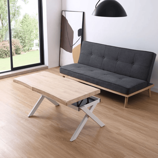 Mesa de centro elevatória Xena Fit Carvalho - Branco 120 x 62 x 60 cm
