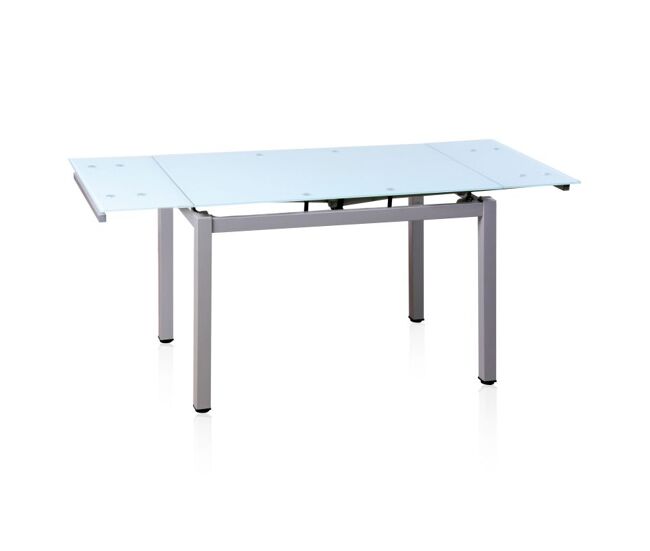 Mesa de cocina extensible con sobre de cristal en gris y blanco 100-170x70 cm Chef Gris - Blanco 170 x 75 x cm