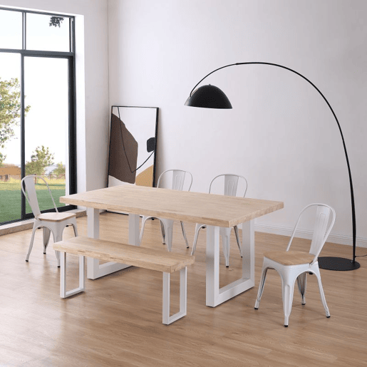 Mesa de jantar Loft 180 Branco - Carvalho 180 x 76 x 100 cm
