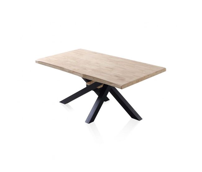 Mesa de comedor fija con patas metálicas en negro y roble 180x100 cm Xena Negro - Roble 180 x 76 x cm