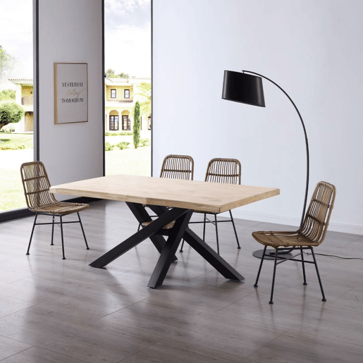 Mesa de jantar Xena Fit 180 Preto - Carvalho 180 x 76 x 100 cm