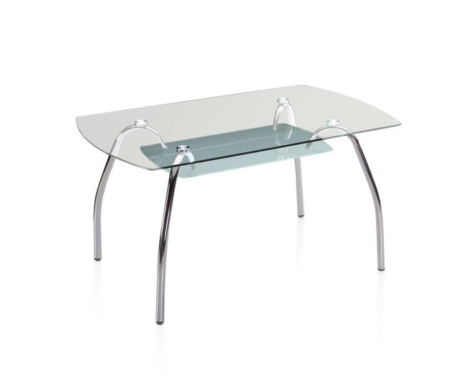 Mesa de comedor fija con sobre de cristal y cromo 150x90 cm Ove Cristal - Cromo 150cm x 75 x cm