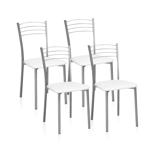 Conjunto de 4 cadeiras de cozinha Chef Cinzento - Branco 41 x 85 x 40 cm
