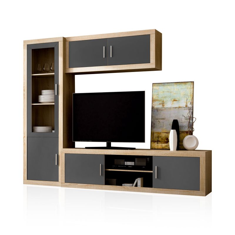 Salón nuka v1 cambria - blanco, cambria - grafito 240 x 193,2 x 41,4 cm