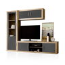 Sala de estar Nuka V1 Cambria - Branco, Cambria - Grafite 240 x 193,2 x 41,4 cm