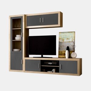 Sala de estar Nuka V1 Cambria - Branco, Cambria - Grafite 240 x 193,2 x 41,4 cm