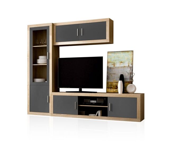 Salón nuka v1 cambria - blanco, cambria - grafito 240 x 193,2 x 41,4 cm