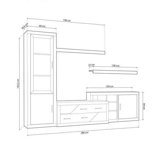 Salão Nuka V6 Cambria - Branco 280 x 193,2 x 34,6 cm