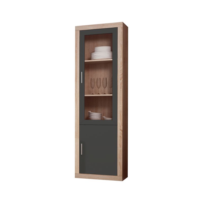 Vitrina nuka 2 puertas cambria - blanco, cambria - grafito 60 x 193,2 x 34,6 cm