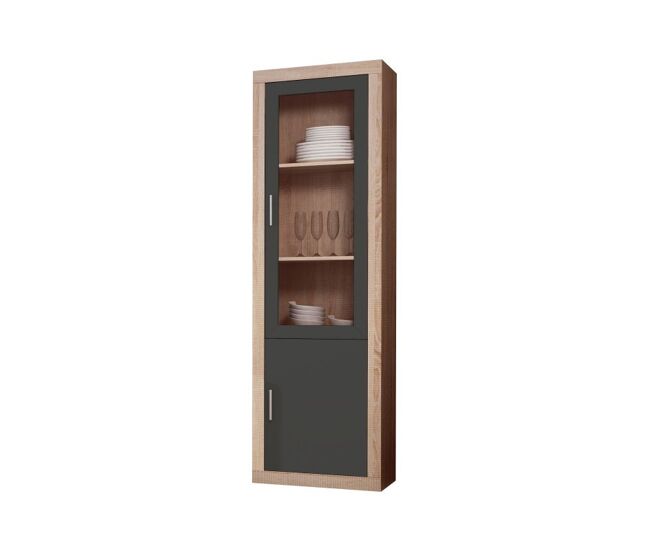 Vitrina nuka 2 puertas cambria - blanco, cambria - grafito 60 x 193,2 x 34,6 cm