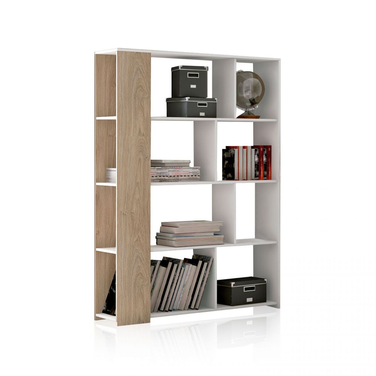 Estantería landa blanco - roble 129 x 174 x 32,8 cm