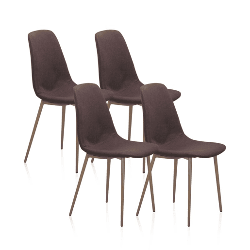 Conjunto de 4 cadeiras de jantar Cai Pele castanha 43 x 87 x 42 cm
