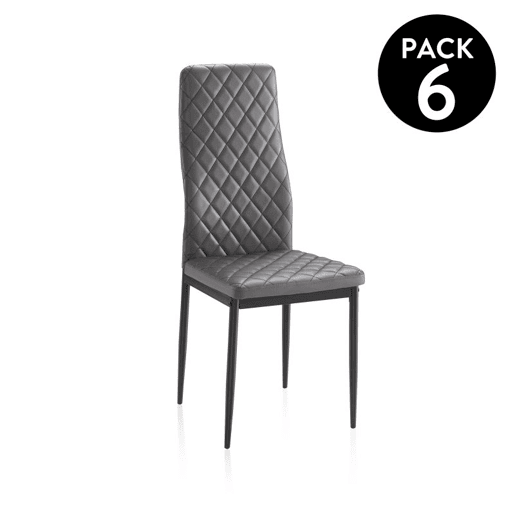 Conjunto de 6 cadeiras de jantar Lacey Tecido cinzento 40,5 x 96 x 49 cm