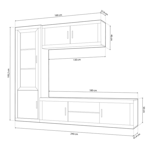 Salão Nuka V1 Cambria - Branco 240 x 193,2 x 41,4 cm