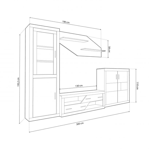 Salão Nuka V10 Cambria - Grafite 300 x 193,2 x 41,4 cm