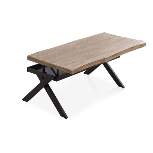 Mesa de centro elevatória Xena Fit Carvalho Mel - Preto 120 x 62 x 60 cm