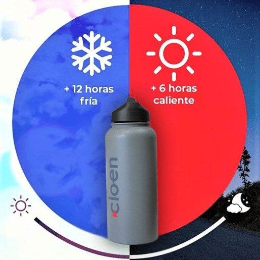Garrafa desportiva de aço inoxidável Cloen, recipiente de água de parede dupla, com tampa com pega, mantém-se fresca e quente, isolamento térmico, sem BPA, capacidade de 335950 ml, Garrafa Cloen Double Layered