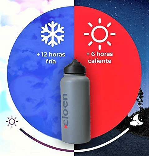 Garrafa desportiva de aço inoxidável Cloen, recipiente de água de parede dupla, com tampa com pega, mantém-se fresca e quente, isolamento térmico, sem BPA, capacidade de 335950 ml, Garrafa Cloen Double Layered
