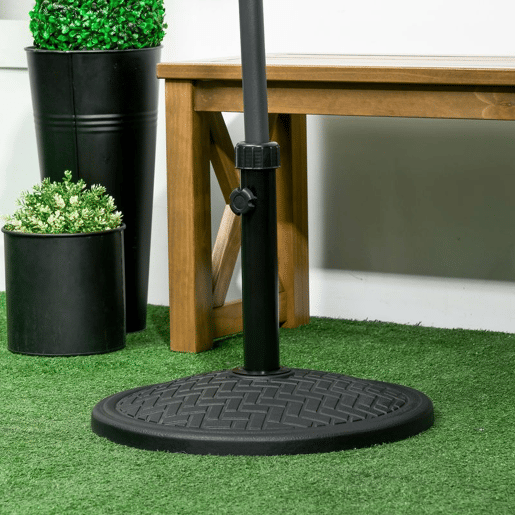 Outsunny Base para Chapéu de Sol de Cimento Suporte para Chapéu de Sol de 14 kg para Mastros de Ø32-38 mm para Jardim Varanda Pátio Ø46x34 cm Preto