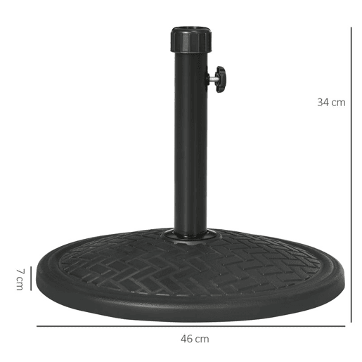 Outsunny Base para Chapéu de Sol de Cimento Suporte para Chapéu de Sol de 14 kg para Mastros de Ø32-38 mm para Jardim Varanda Pátio Ø46x34 cm Preto