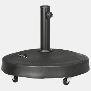 Outsunny Base Chapéu de Sol de Jardim em Resina de 25 kg com Rodas e Alça Retrátil Suporte para Guarda-Sol Quadrado para Mastros de Ø3848 mm para Jardim ou Pátio Ø53x41 cm Preto