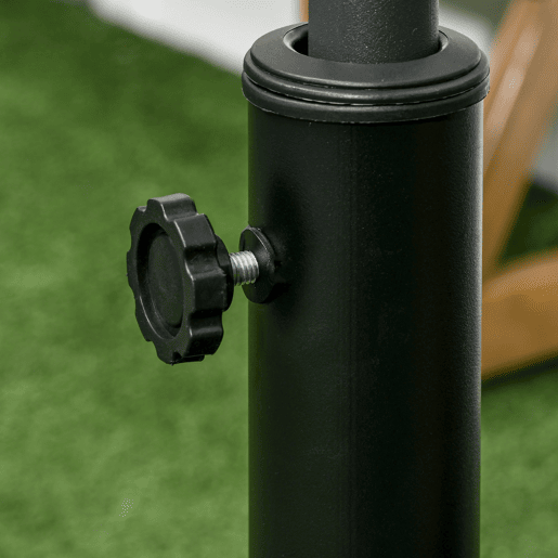 Outsunny Base Chapéu de Sol de Jardim em Resina de 25 kg com Rodas e Alça Retrátil Suporte para Guarda-Sol Quadrado para Mastros de Ø3848 mm para Jardim ou Pátio Ø53x41 cm Preto