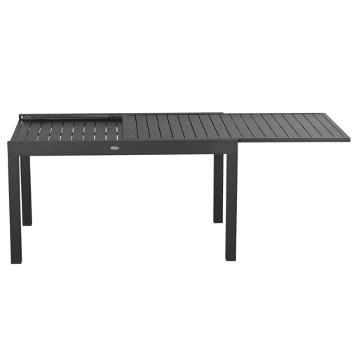 Outsunny Conjunto Móveis de Jardim 9 Peças Conjunto de Refeição para Varanda com Mesa Extensível 8 Cadeiras Empilháveis Estrutura de Alumínio e Assento de Textilene 135-270x89x74cm Cinza