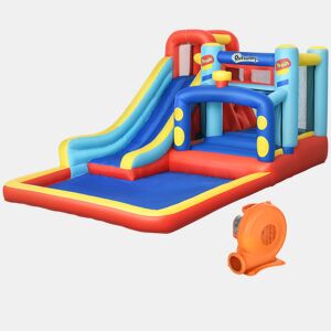 Outsunny Castelo Insuflável para Crianças de 3-8 Anos com Ventilador Parque Aquático com Escorrega Zona de Salto Piscina Bolsa de Transporte 435x245x200 cm Multicolorido