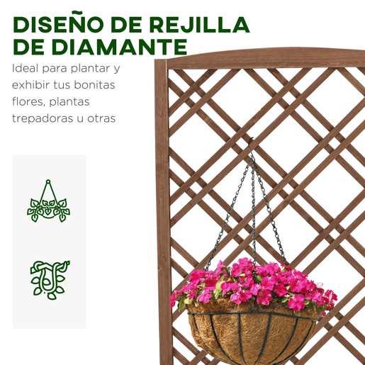 Outsunny Floreira com Treliça de Madeira Caixa de Plantio com Suporte para Plantas Trepadeiras para Jardim varanda Pátio 60x30x122,5cm Madeira