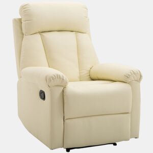 HOMCOM Poltrona Relax Reclinável Estofado em PU Poltrona de Sala de Estar com Apoio para os Pés Retrátil Encosto Alto Apoio para os Braços e Assento Acolchoado Grosso 80x97x107cm Bege