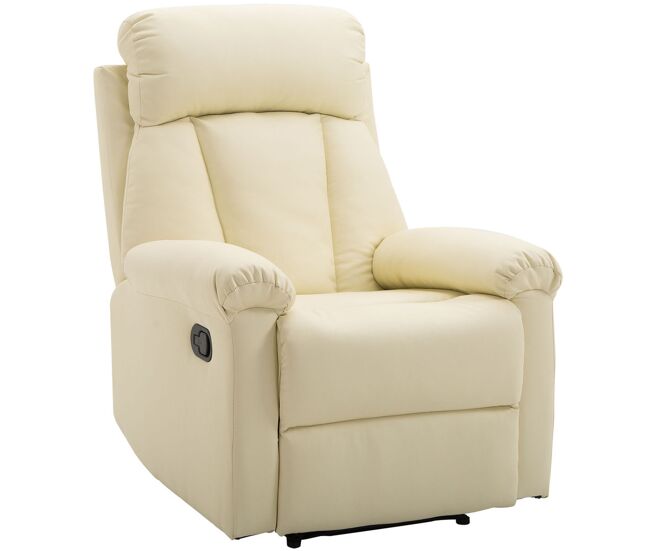 Homcom sillón relax reclinable hasta 150° tapizado en pu butaca de salón con reposapiés retráctil respaldo alto resposabrazos para dormitorio 80x97x107 cm blanco