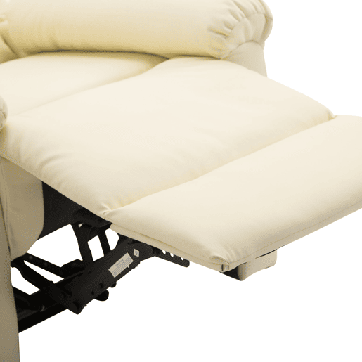 HOMCOM Poltrona Relax Reclinável Estofado em PU Poltrona de Sala de Estar com Apoio para os Pés Retrátil Encosto Alto Apoio para os Braços e Assento Acolchoado Grosso 80x97x107cm Bege